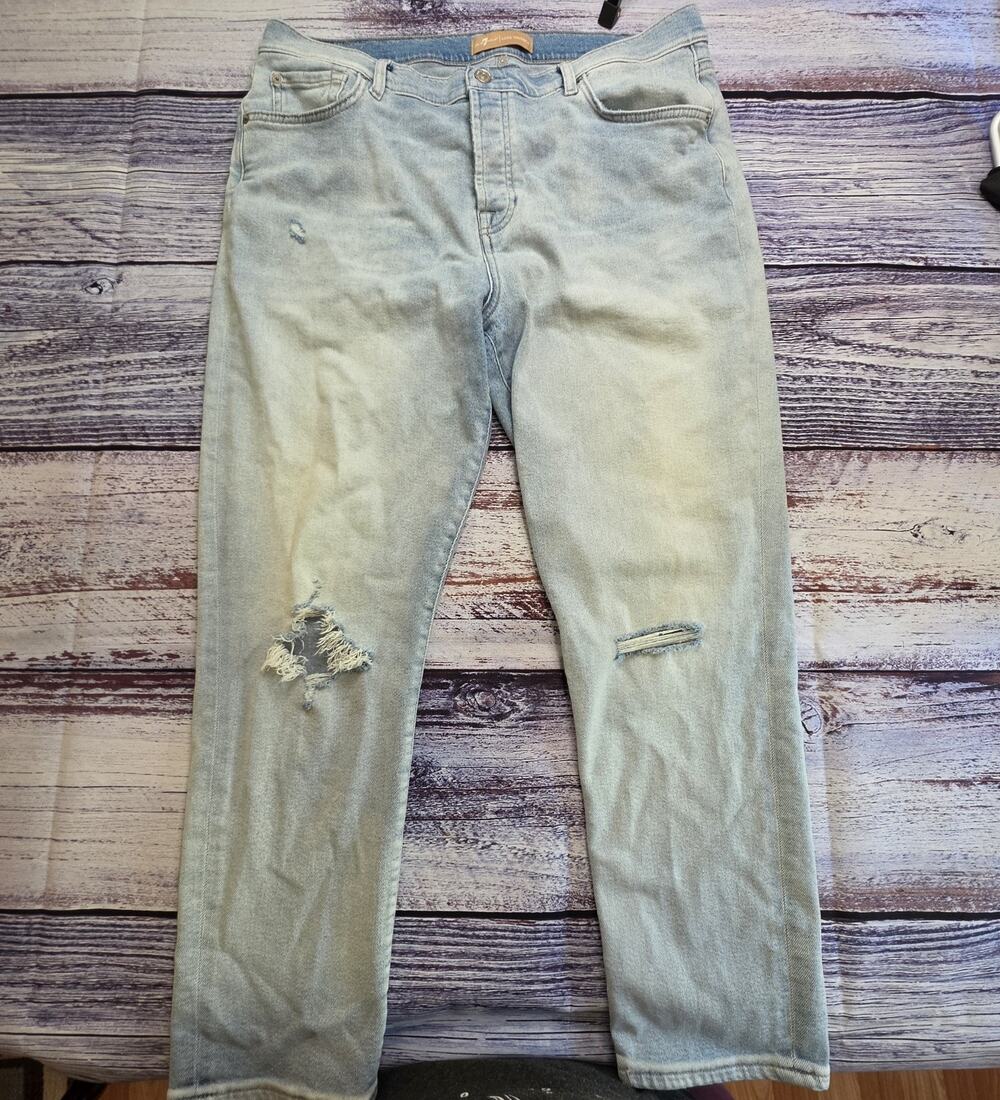 7 for all mankind women's Luxe Vintage Josefina Distressed Button Fly Jean Sz 33